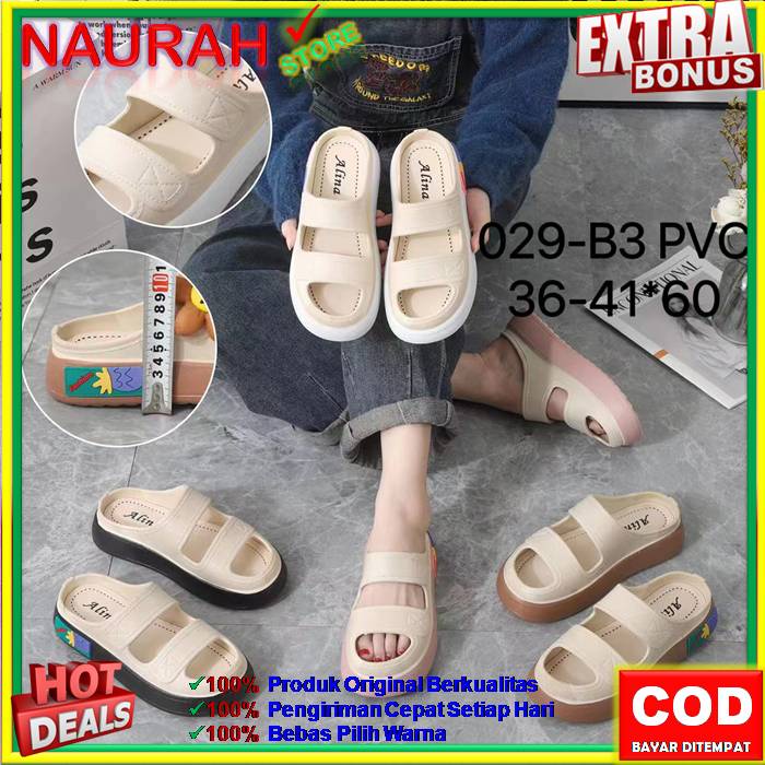 SANDAL SLOP WANITA ALINA 029 B1 SENDAL VIRAL BAIM 100% ORIGINAL KUALITAS IMPORT JELLY PVC RUBBER ANTI SLIP NYAMAN EMPUK LUCU TERBARU TERMURAH