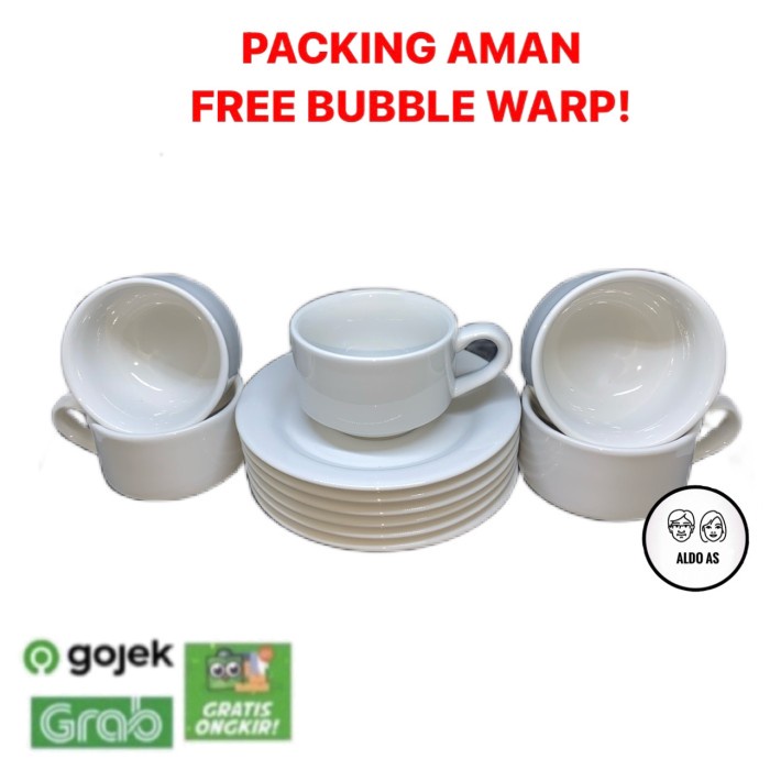 [Cangkir] Cangkir Set Keramik Teh Kopi Hotel Putih Polos [Barang Stok]