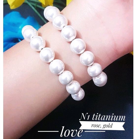 Gelang Tangan Titanium Serut Mutiara 0203B