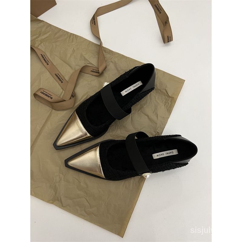 #Sisjuly# Sandal Tali Elastis Wanita Sepatu Tunggal Tumit Tengah Wanita