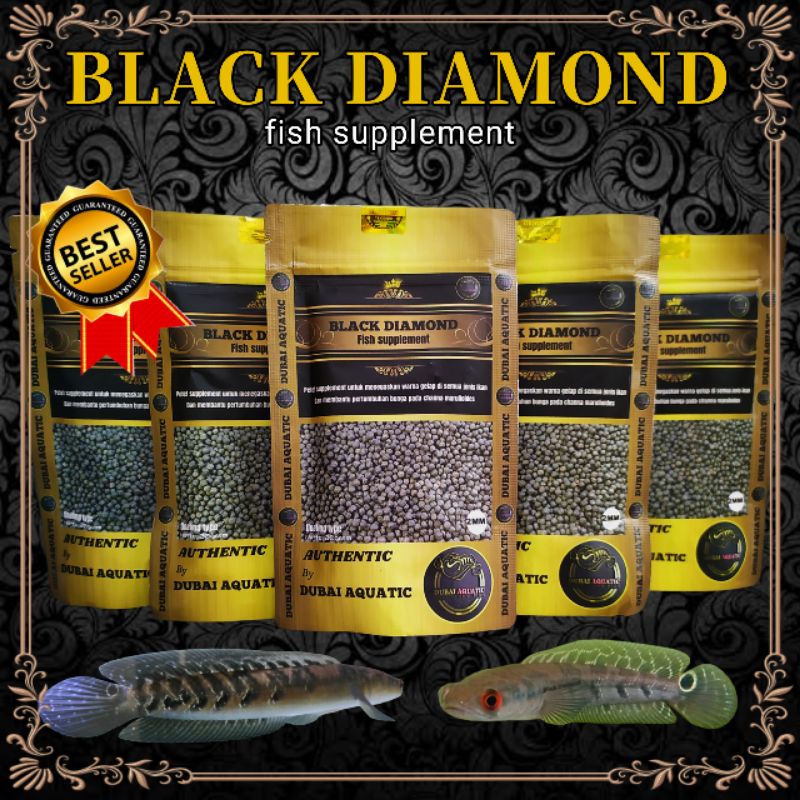 Pelet ikan black diamond 2mm 5gr (penumbuh bunga maru, pemecah bunga maru, penebal bar atau memperte