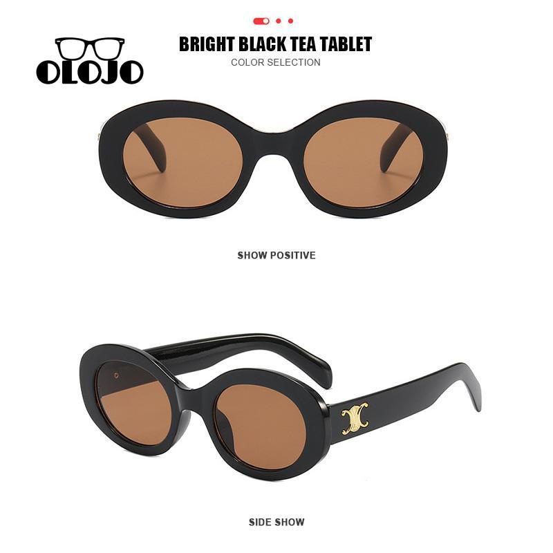 【COD】Kacamata Hitam Retro Bingkai Oval Female Posing High Grade Street Photo Sunglasses