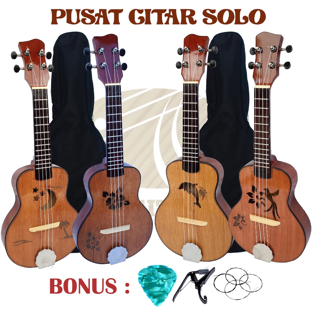 Ukulele Pare Motif Senar 4 dan 3 Murah Bahan Kayu