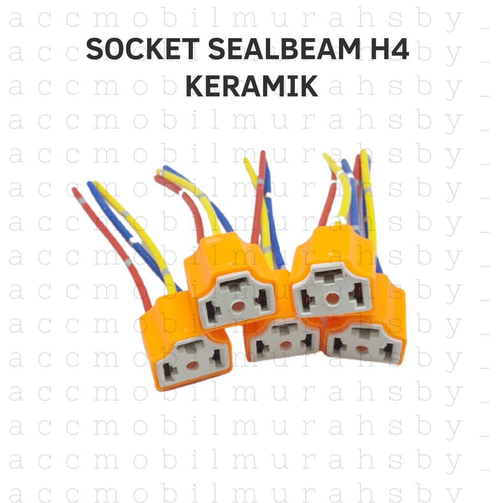 Socket lampu H4 keramik Socket Seal Beam / Relay Lampu