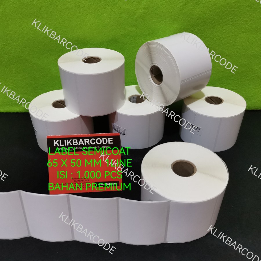 

MURAH STIKER LABEL 65x50 SEMICOATED BARCODE 65 X 50 MM 1000Pc STICKER ETIKET MURAH