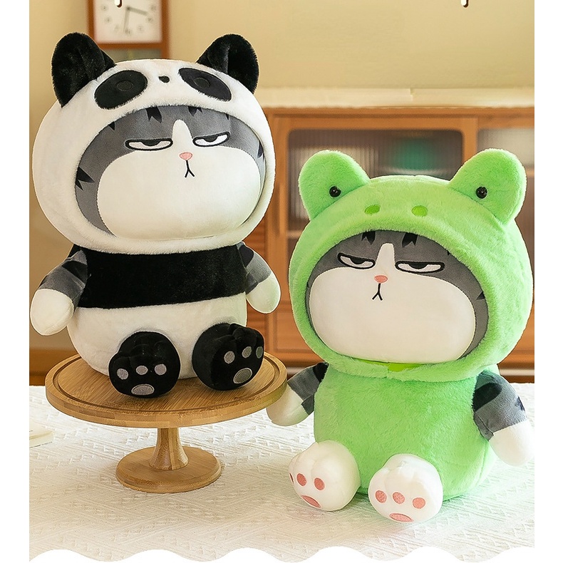 New Ouhuang Boneka Kucing Mainan Mewah Ouhuang Kucing Hidup Panjang Berubah Jadi Katak Panda Sebagai Hadiah Ulang Tahun Untuk Anak