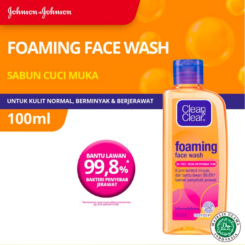 Clean &amp; Clear Foaming Face Wash Sabun Cuci Muka Pembersih Wajah 100 ml