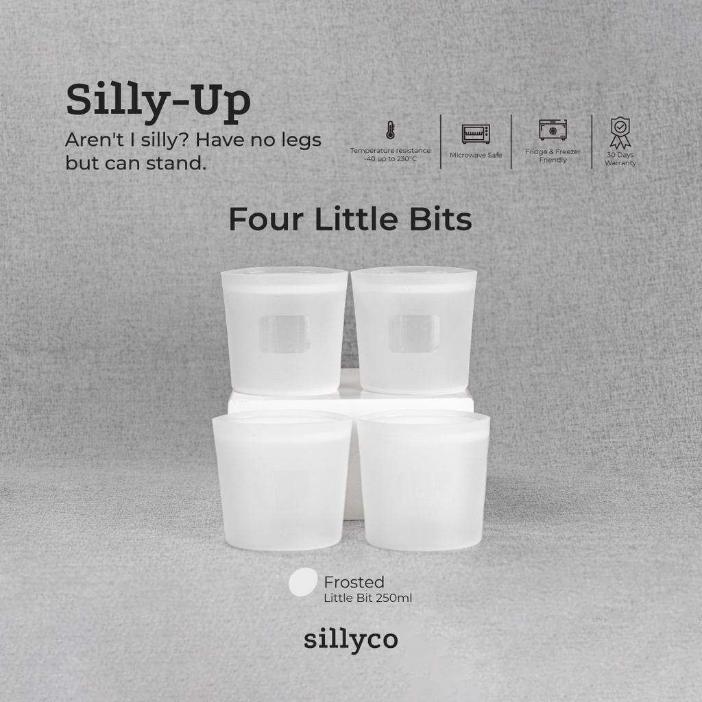 Sillyco - Silly-Up Four Little Bits - 4pcs - Standing Reusable Silicone Food Storage - Sillybag / Sillyup / Silly Up