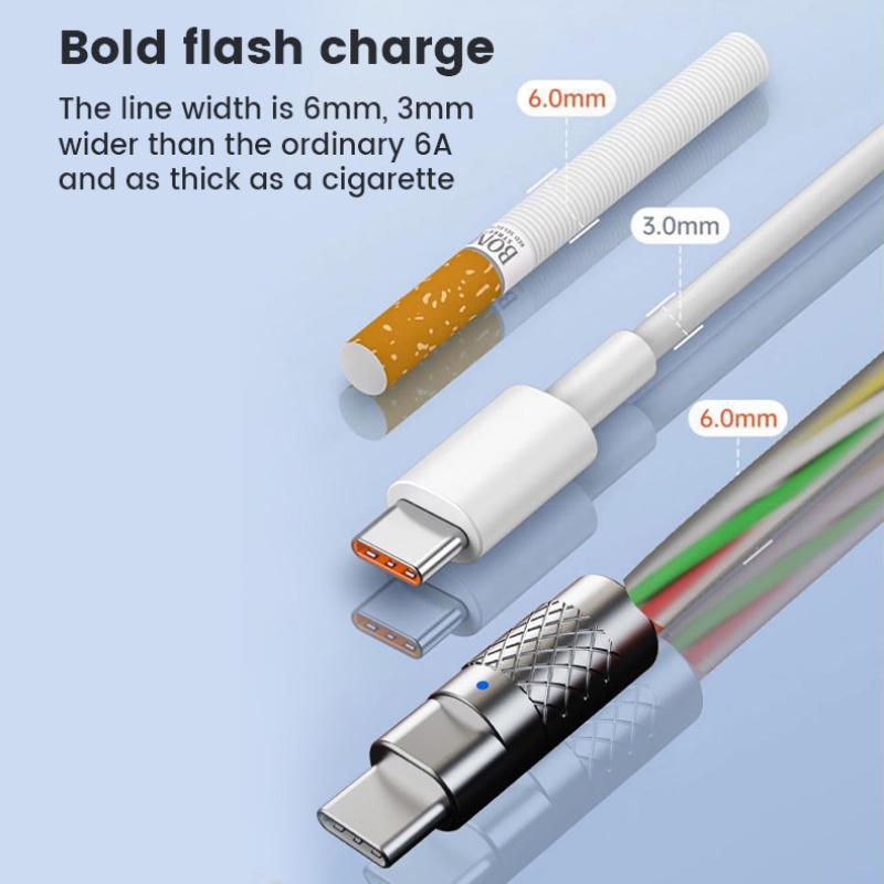 1m 6A Zinc Alloy Rainbow Cable USB Handphone Kabel Data Pengisian Cepat Untuk Tipe-c