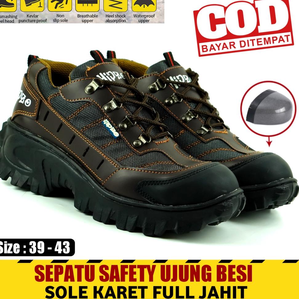 HARGA TERMURAH Sepatu Safety Pria Ujung Besi Kerja Proyek Lapangan Outdoor Touring Kekinian Original