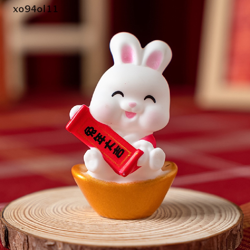 Xo 1PC Tahun Baru Kelinci Desktop Ornamen Kelinci Mini Dekorasi Meja Resin Zodiak Kelinci Kecil Lucu Dekorasi Kue Hadiah Natal OL