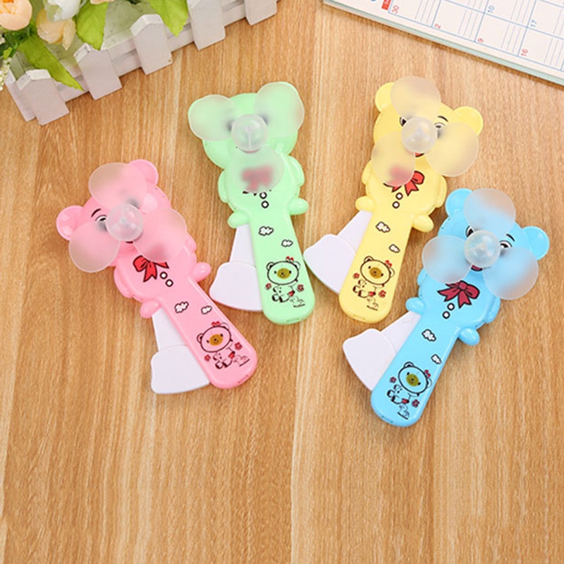 Kipas Angin Genggam Mini Manual Portable Motif Kartun Beruang Lucu Untuk Anak / Outdoor / Musim Panas