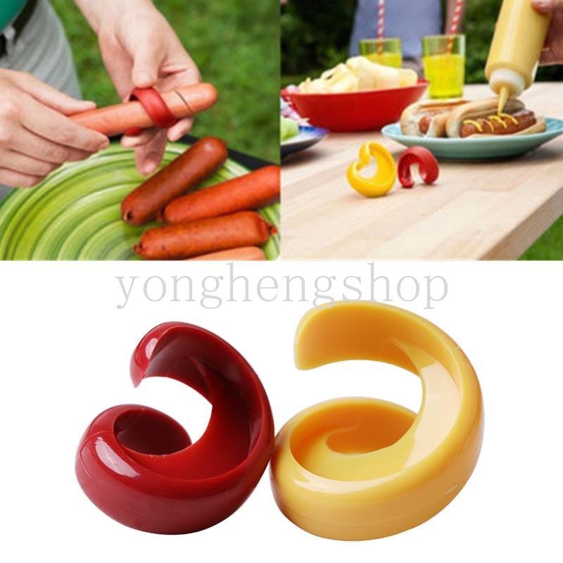 2pcs / set Alat Pemotong Sosis / Hot Dog Manual Bentuk Spiral Untuk Dapur