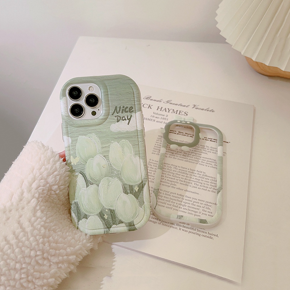 IPHONE Kamera Monster Bunga Hijau Lucu Soft Case Transparan Untuk Iphone14 11 12 13 PRO MAX Casing Cover Pelindung AT0023