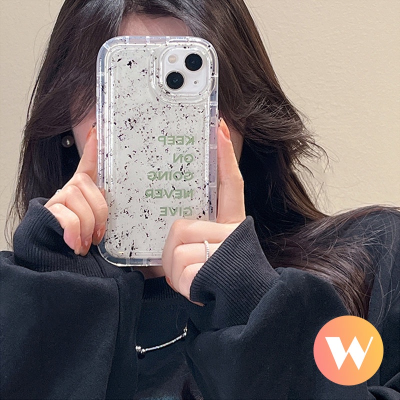 IPHONE Art Speckle Ink Pattern Clear Case Kompatibel Untuk Iphone11 7Plus XR X XS Max7 8 6s 6plus11 13 12 14 Pro Max Transparan Huruf Sederhana Lembut Shockproof Airbag Cover