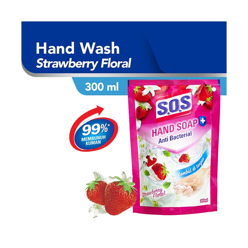 SOS HAND WASH REFILL 300ML STRAWBERRY  FLORAL