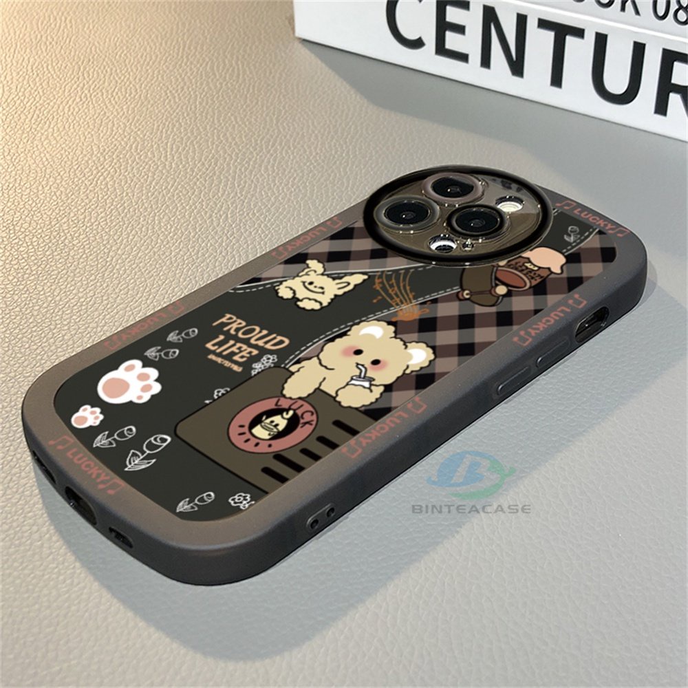 IPHONE Case Kompatibel Untuk Iphone14 14 Pro 14 Pro Max11 11 Pro Max12 12 Pro 12 Pro Max IPhone13 Pro Max 6 6S 7 8 Plus Kartun Beruang Kotak-Kotak Kelinci Lembut TPU Phone Case Binteacase