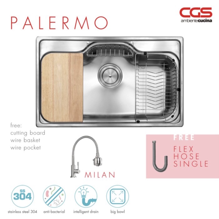 Terlaris Cgs Palermo Kitchen Sink + Kran Milan Cgs