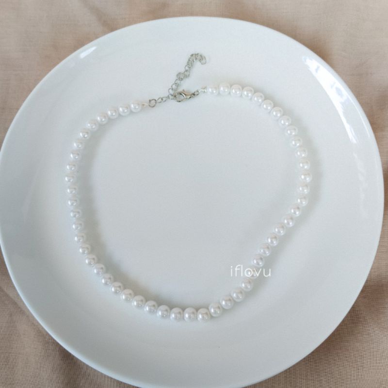 Kalung Mutiara 8m / Pearl Necklace / Set aksesoris Kalung Wanita / Kalung hijab