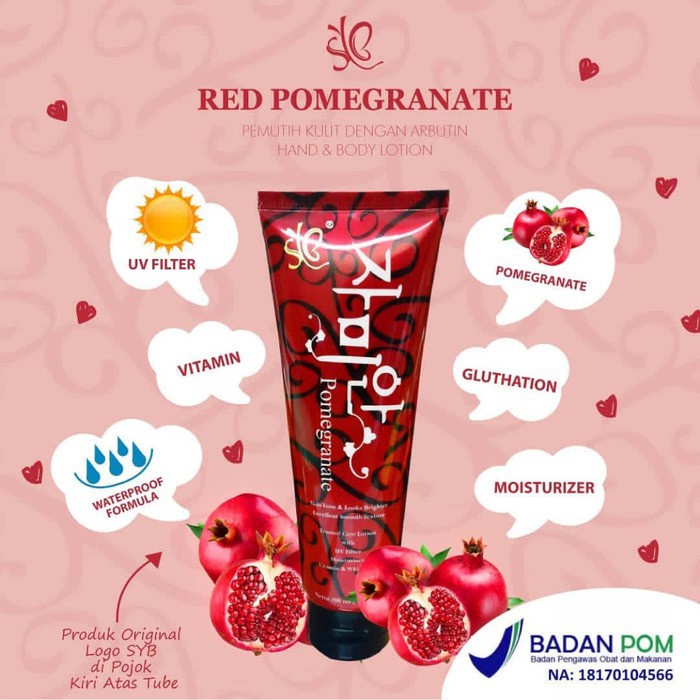 RADYSA - SYB BODY LOTION ORI RED POMEGRANATE MOIST WHITENING LOTION/BLACK POMEGRANATE SPRAKLING/BLUE POME L GLUTATHION LOTION