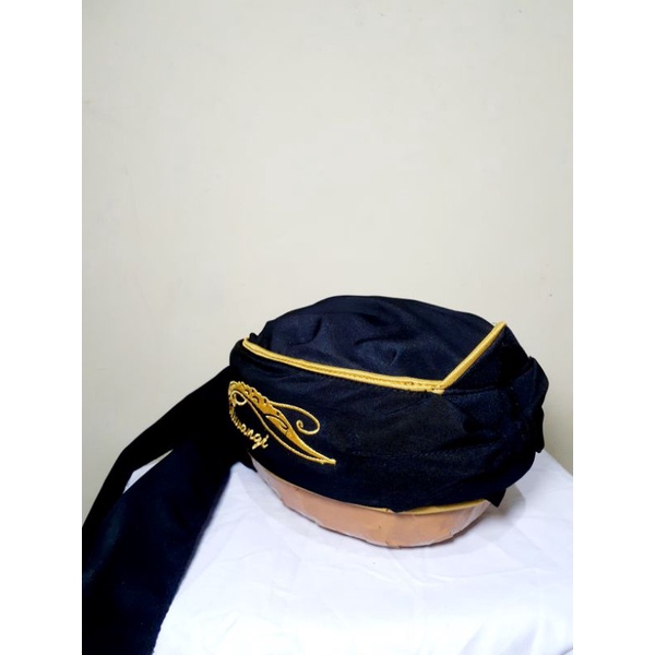 Peci iket blangkon lipat hitam bordil logo siliwangi sliwir panjang