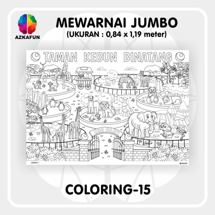 

Scetch Kertas Mewarnai Jumbo Kebun Binatang - Mewarnai Besar - Giant Coloring