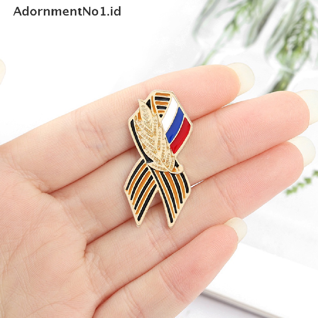 [AdornmentNo1] Pita Tanda Lencana Bendera Rusia Saint George Ribbon Lapel Pin Meriah Bros [ID]