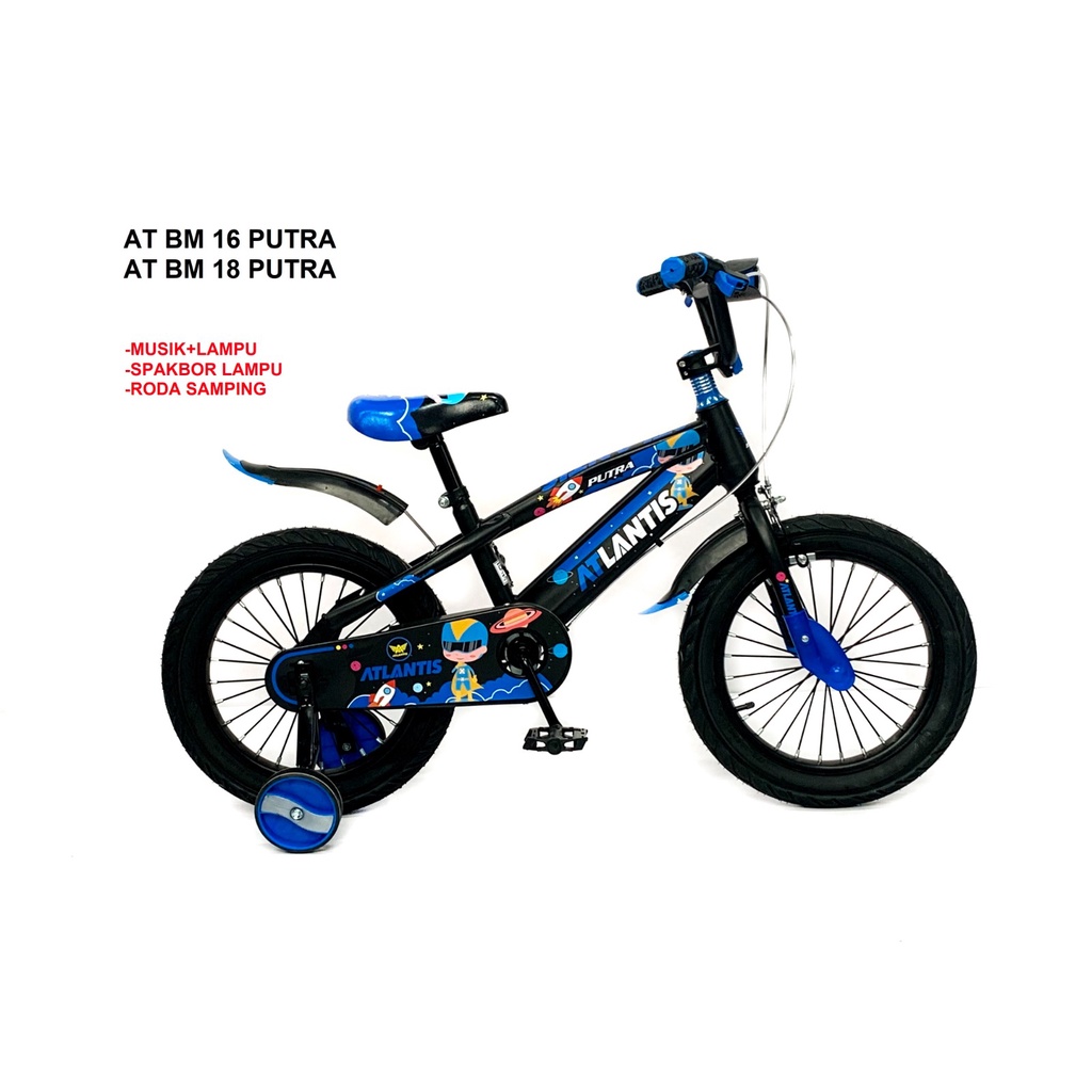 SEPEDA ANAK LAKI LAKI 16 &amp; 18 BMX ATLANTIS PUTRA 2.5 lampu dan  MUSIK sepeda anak murah
