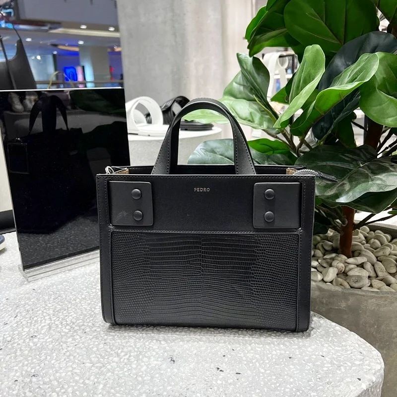 PDRO Lizard-Effect Leather Top Handle Bag