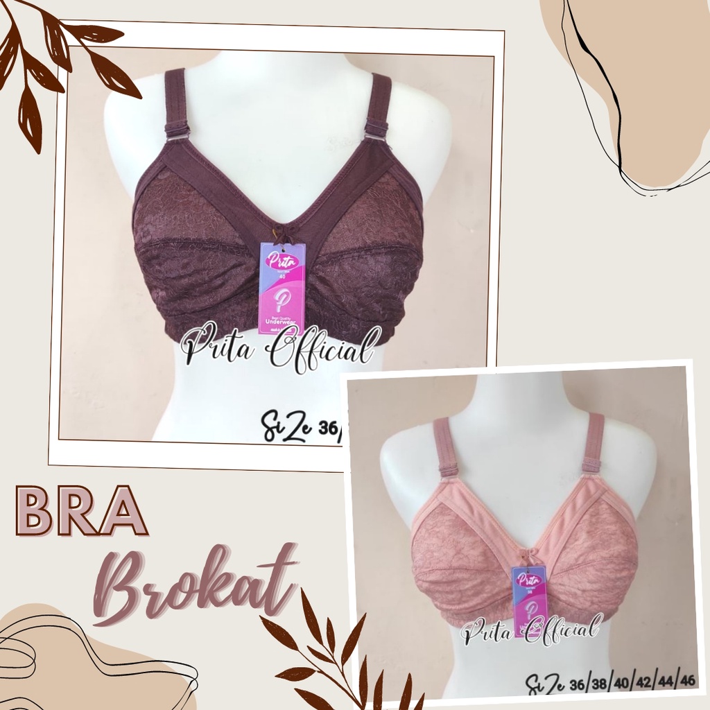Grosir 1Lsn (12 Pcs) BH Brokat Jumbo Tanpa Kawat Dan Tanpa Busa Ukuran 34 - 46