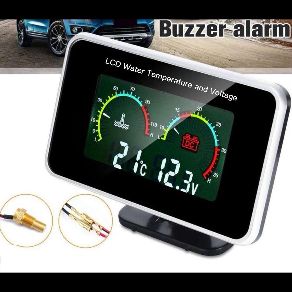 2in1 LCD Digital Pengukur Temperatur Air Voltmeter Tekanan Air untuk Mobil 12-24V Water Temp Temperature M10