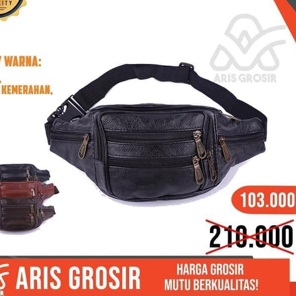 ✮ Tas Pinggang Kulit Pria Tas Slempang Cowok Original Branded X28 ✾