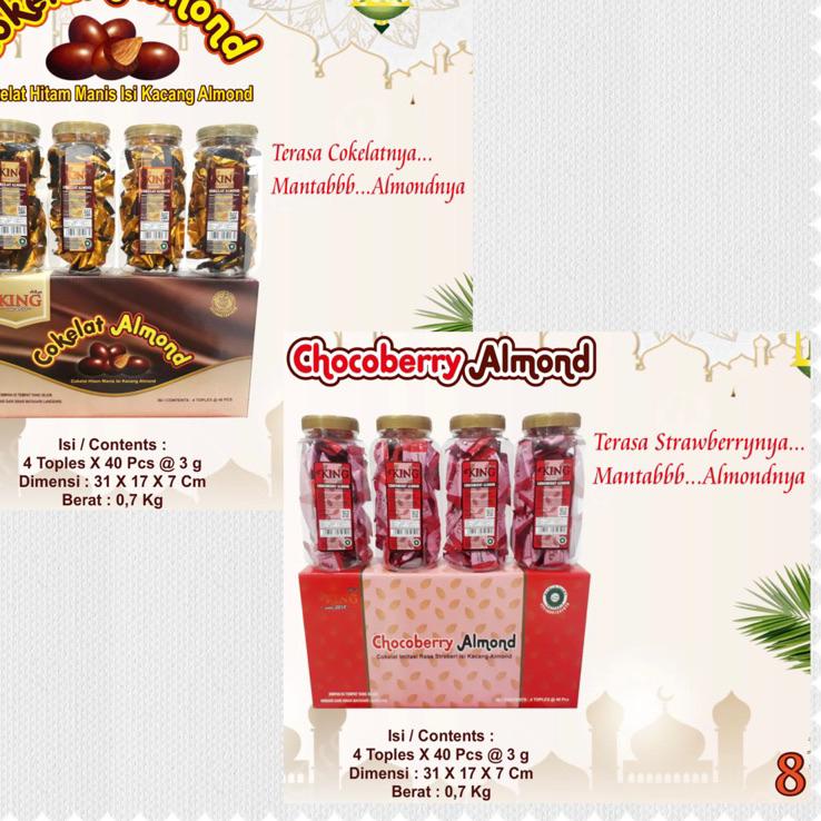 

♨ 1 Kotak (4 Toples Kecil) D'King Bonibol Cokelat Almond & Chocoberry Almond ❀