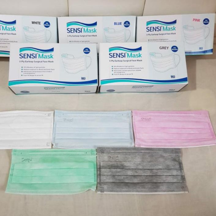 Masker Sensi 3 Ply Earloop dan Headloop Surgical Face Mask 10 pcs & Sensi Convex 4 ply Sachet 2 pcs 