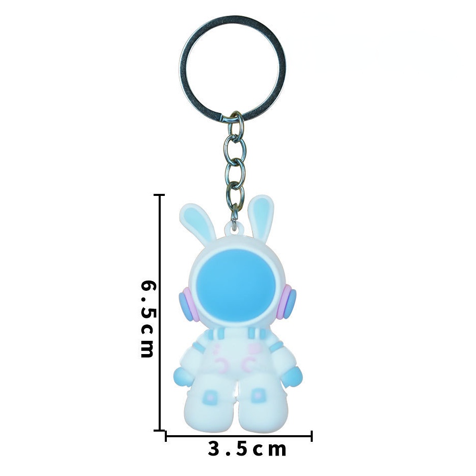 [Wholesale Prices] Pink Blue Bunny Pendant Key Ring Space Rabbit Couple Keychain Girls Backpack Hanging Ornament Birthday Decorative Gift Souvenir