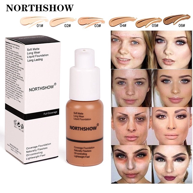 original NORTHSHOW Foundation naturally flawless,oil controlling,long wear,full coverage,lightweight feel,soft matte finish liquid foundation