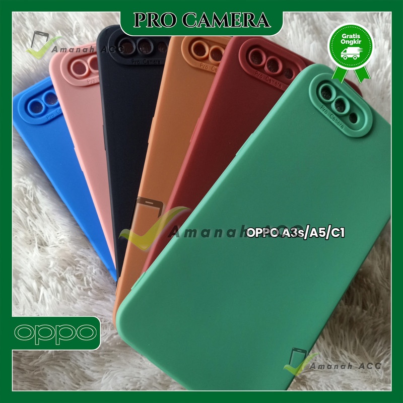 Softcase Pro Camera OPPO A3S / C1 Case Macaron Full Color Terbaru