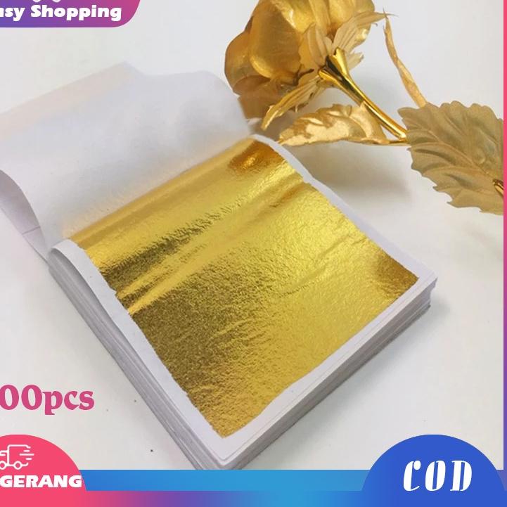 ֍ 100pcs Kertas Foil Emas Diy Gold Foil Paper 9x9cm Kertas Foil Gold Untuk Dekorasi Kerajinan Tangan