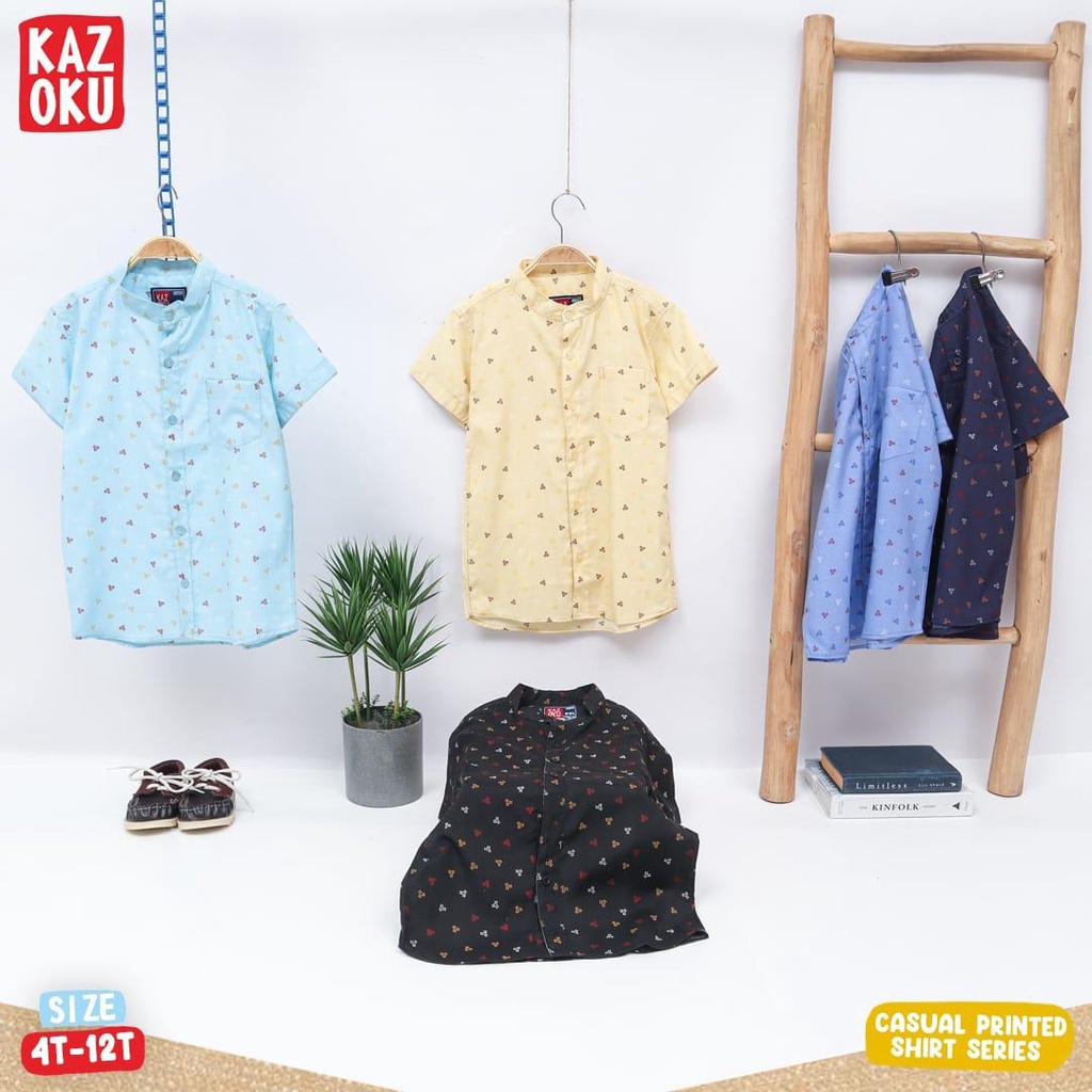 Atasan Kemeja Baju Koko Anak Laki Cowok 4-12 Tahun Bahan Katun Printing