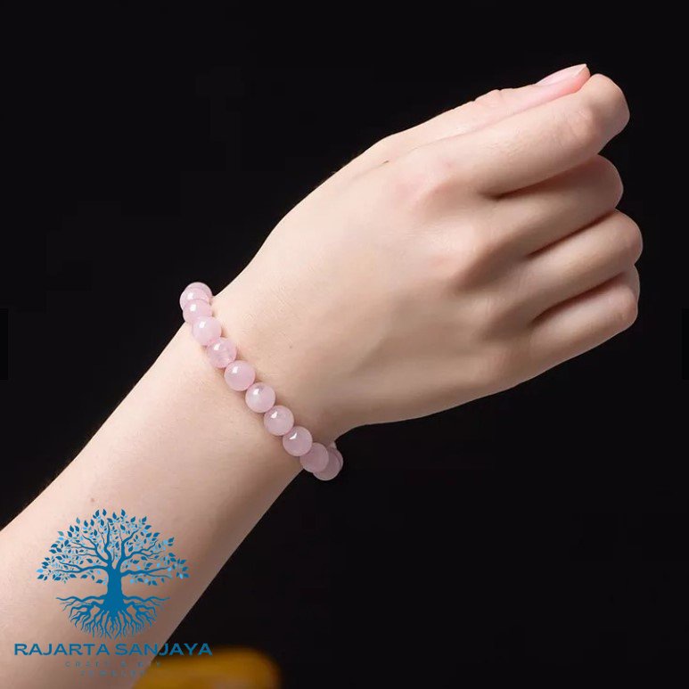 Gelang Wanita Batu Alam Natural Rose Quartz Gemstone Bracelet 8 mm