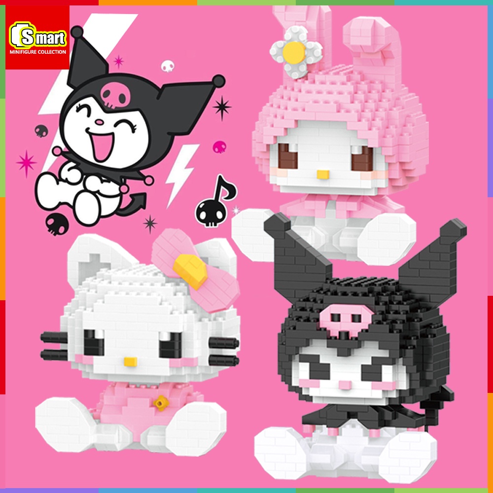 Hello Kitty Kuromi My Melody Partikel Kecil Blok Bangunan Sanrio Hadiah Dekorasi Puzzle Charmmy Kitty Seri Anak Perempuan Mainan Rakitan