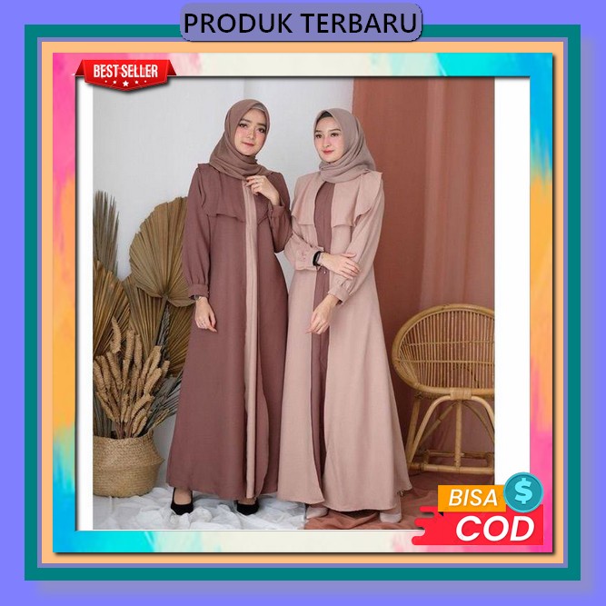 Indistoree - Gamis Cika Crinkle Airflow Terbaru 2022 Kekinian Viral Dewasa Simpel Elegan Busui Frend