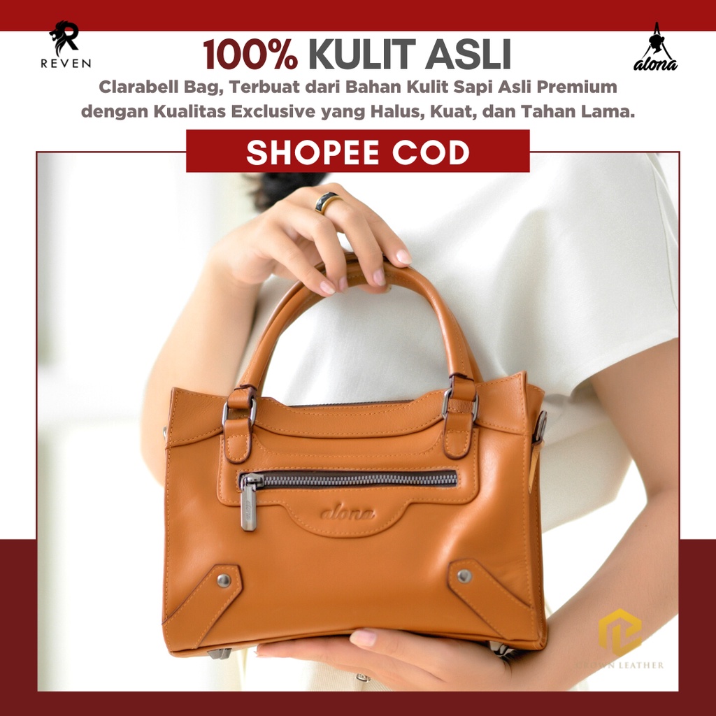 Tas Kerja Wanita Exclusive Terbaru 100% Original Kulit Sapi Asli Fashion Cewek Kekinian - CLARABELL BAG