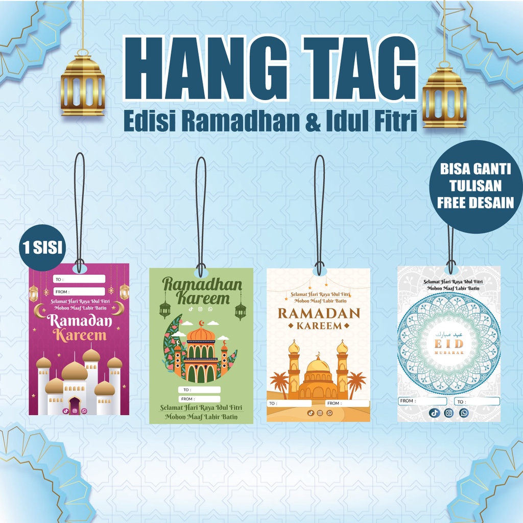 Cetak Kartu ucapan Ramdhan dan  lebaran iftri  / hangtag parsel idul fitri / custom kartu ucapan / k
