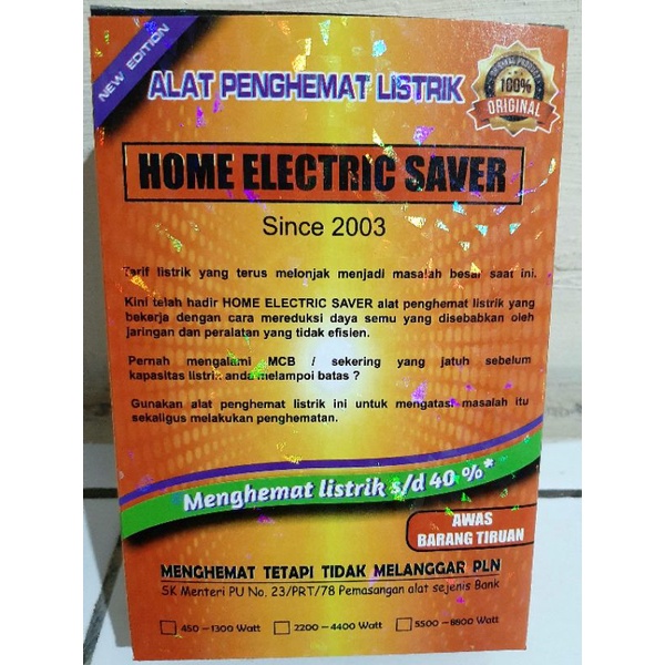 Alat Penghemat Listrik Home Electric Saver 450-1300 Watt 100% Original Garansi 1 Tahun