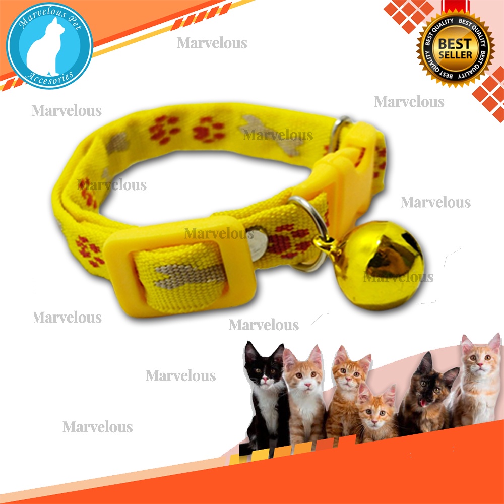 Kalung Kucing Motif Tulang Bahan Tebal Lonceng Warna 14 mm / Kalung Kucing Murah