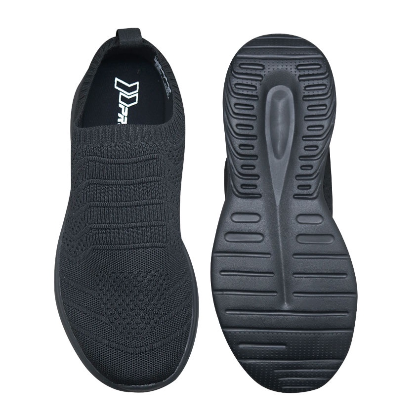 Precise Flexnit Itzel JT Sepatu Sekolah Sneakers Slip On Anak - All Black