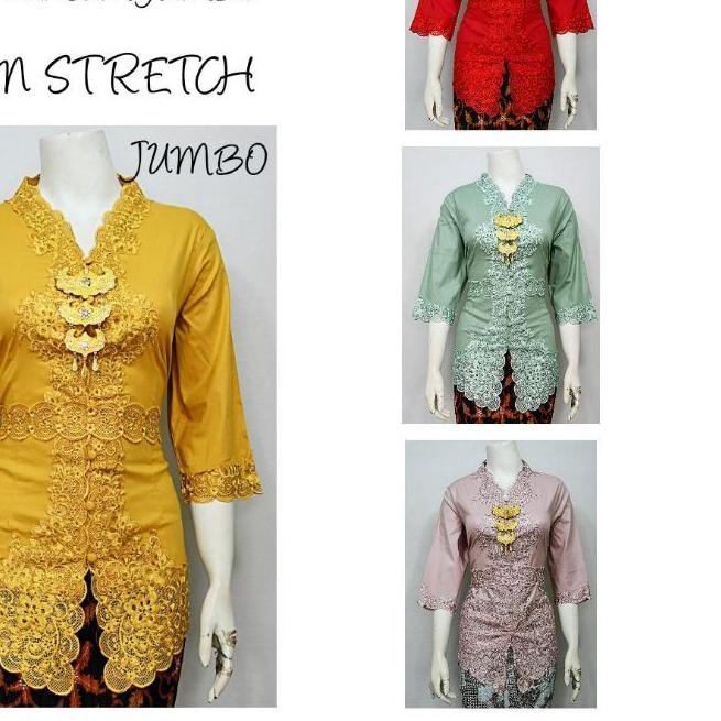 ♣ Indah KEBAYA ENCIM JUMBO MODERN LENGAN 7/8 BORDIR SENADA Katun Stretch KEBAYA WISUDA KEBAYA KATUN 