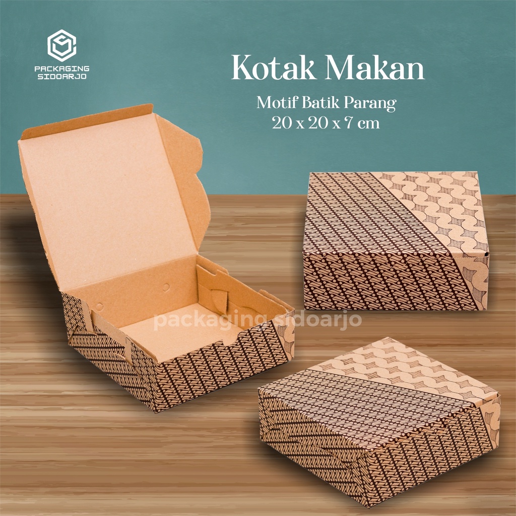 Box Nasi  uk.20X20X7cm /Dus Nasi/Box Kue Eflute uk.20X20X7cm Motif Batik Parang & Besek/Box Nasi/Box