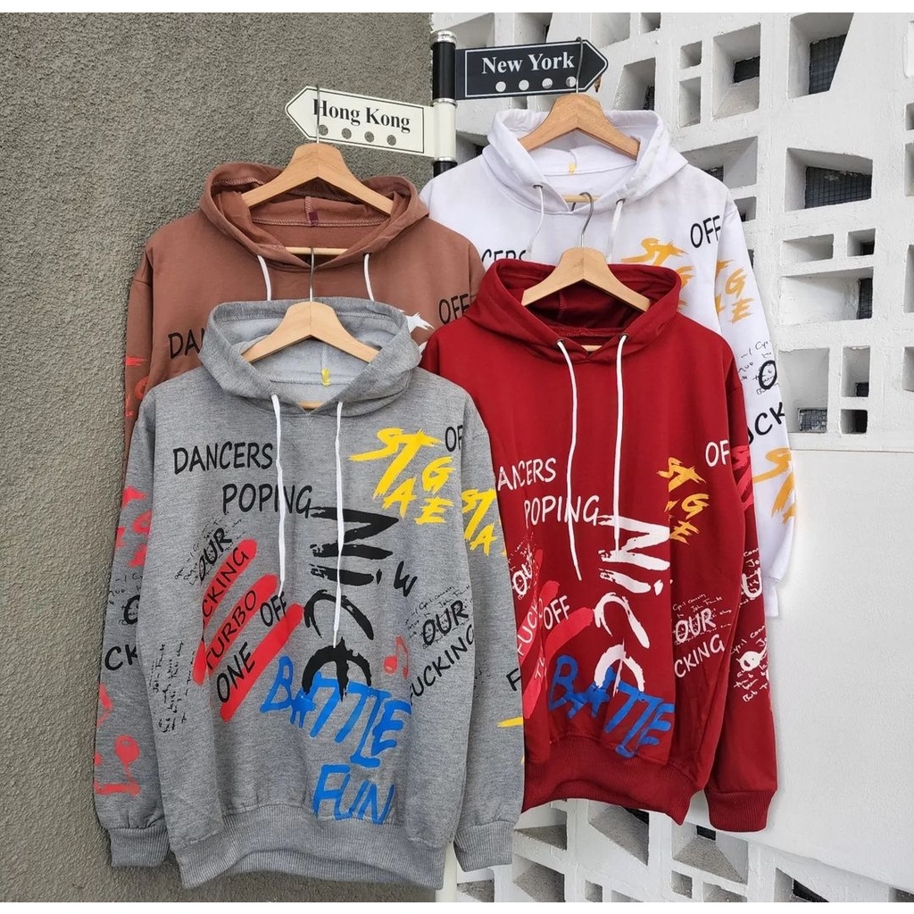 Sweater Hoodie Pria Wanita NICE BATTLE HOODIE Atasan Jumper Korean Outfit Stylish Kasual Trendy